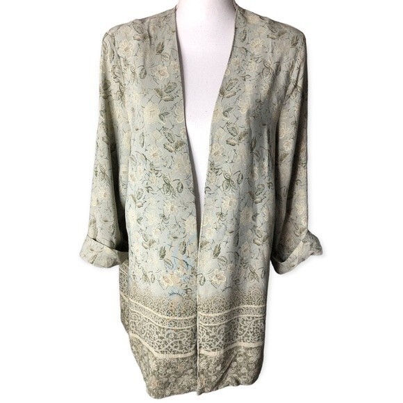 Tori Alexander Vintage Floral 3/4 Sleeve Open Front Cardigan Blouse - Picture 1 of 6